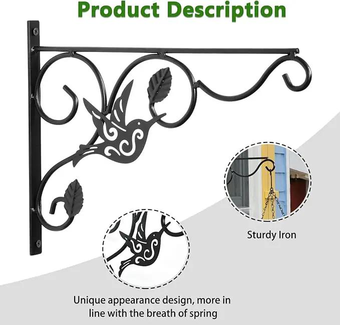Hanging Plants Bracket, 2 Pack 12 inch Wall Planter Hook with Iron Screws Included, Decorative Plant Hanger for Bird Feeders, Wind Chimes Indoor, Flower Pot, Lantern, Outdoor Indoor Patio Decor by GreenHaven Gardens