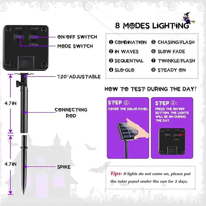 2 Pack 200 LED Solar Halloween Lights Outdoor Waterproof, Solar String Lights for Outside, Solar Tree Light with 8 Lighting Modes for Xmas Party Garden Yard Halloween Decorations (Orange and Purple) by GreenHaven Gardens