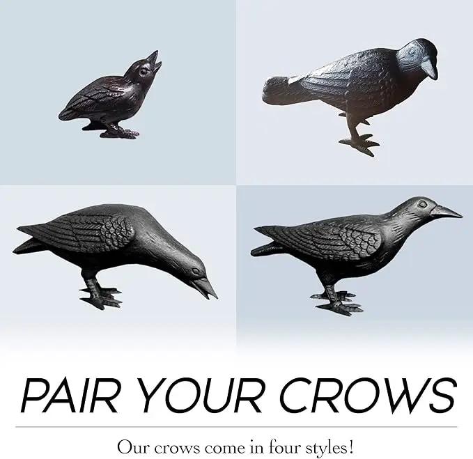 NACH Cast Iron Crow Statue, Head Down Raven, Large Garden Statues, Crow Garden Sculpture, Bird Figurines Home Decor, Crow Decor, Raven Decor, Black Bird Statue, 10 x 3.5 x 6 inches, JS-90-7117 by GreenHaven Gardens