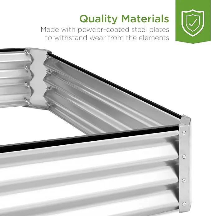 Best Choice Products 6x3x1ft Outdoor Metal Raised Garden Bed Box Vegetable Planter for Vegetables, Flowers, Herbs, and Succulents - Silver by GreenHaven Gardens