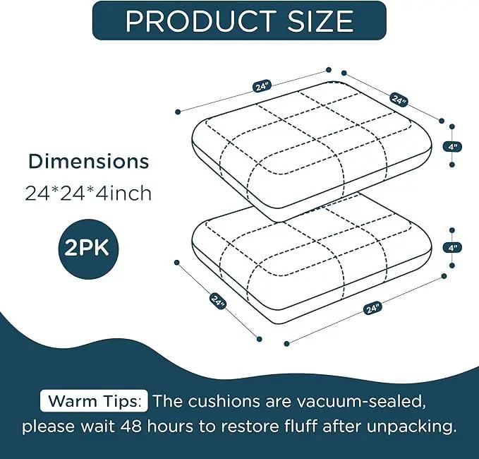 Codi Outdoor Cushions for Patio Furniture 24x24 Inch, Waterproof Chair Seat Cushion with Textured Fabric, Handles & Adjustable Straps, Fade Resistant - Set of 2, Navy Blue by GreenHaven Gardens
