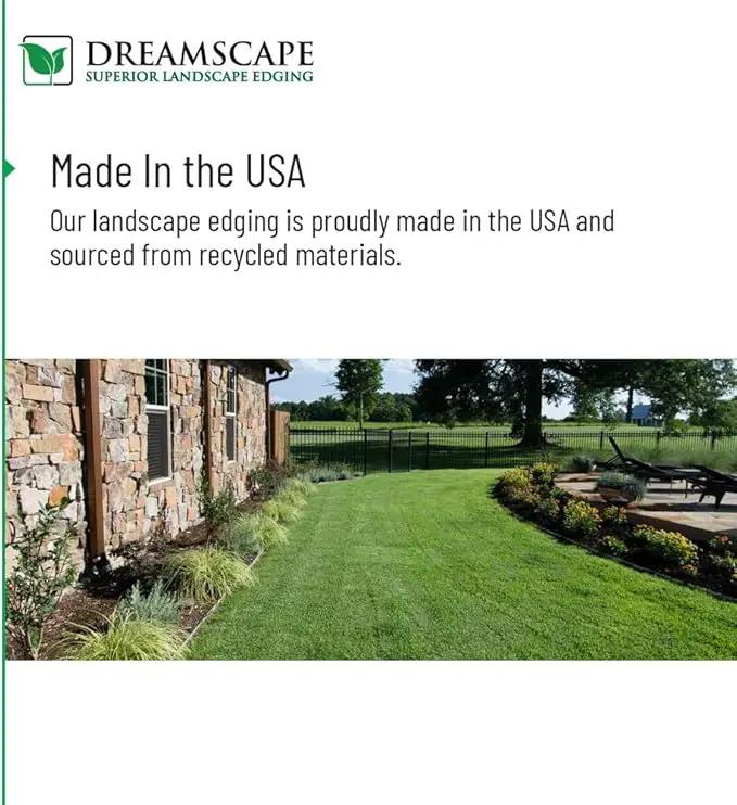Dreamscape E-Z Edge Aluminum Landscape Edging - 4 Strips, 6ft Each (24ft Total), Brown Painted - Professional Quality Landscaping Border, Metal Divider for Lawn, Garden, Flowerbed by GreenHaven Gardens