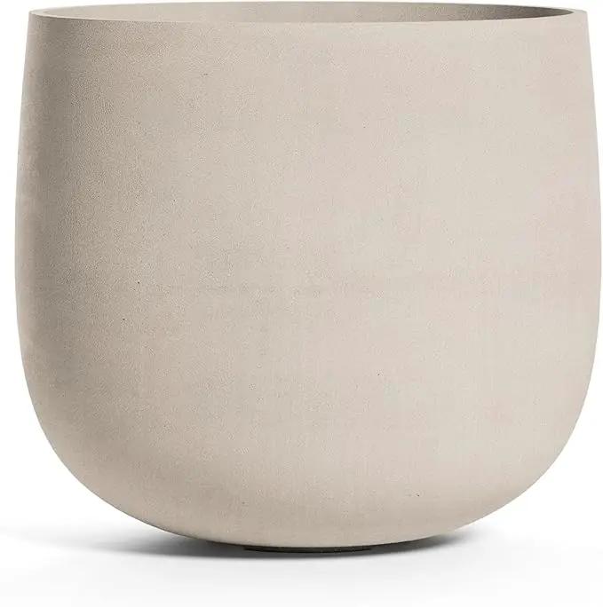 Mondo Large Planter – Sand Stone Finish – Fiberglass Indoor/Outdoor and Weather-Resistant Round Planter (26" D x 24" H Exterior, 24.6" D x 24" H Interior) by GreenHaven Gardens