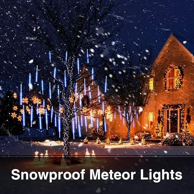 LED Meteor Shower Solar Lights Outdoor, Waterproof Garden Lights 30cm 10 Tubes 360LEDs Falling Lights Raindrop Lights,Holiday Party Wedding Christmas Tree Decoration String Lights (Blue) by GreenHaven Gardens