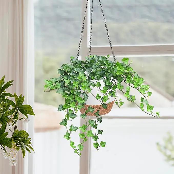 10/9/8 Inch Hanging Planter for Indoor Outdoor Plants, 3 Pack Self-Watering Hanging Pot with Drainage Holes Hanging Planter Baskets Plant Pots with Removable Tray (White+Brown) by GreenHaven Gardens