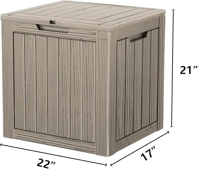 30 Gallon Waterproof Deck Boxes for Outdoor - Compact Resin Patio Storage Boxes, Pool Storage Bin with Lock for Cushions & Tools, UV-Resistant, Slate Grey by GreenHaven Gardens