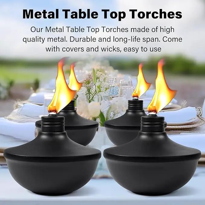 8-Pack Upgraded Tabletop Torches, 24 oz Citronella Torch Lights, Refillable Torch with Wicks, Covers, and Funnel Included - Ideal for Garden, Patio, Deck, Yard, Party, Landscape by GreenHaven Gardens