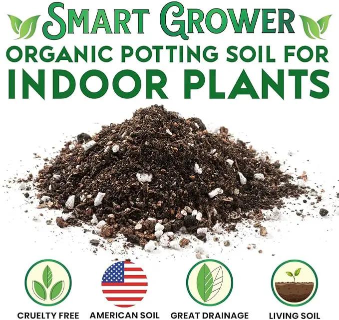 Organic Potting Soil for Indoor Plants. Boost House Plant Growth for Monstera, Fiddle Leaf, Money Tree, Pothos, Snake Plant, Aroid, Flowers, Herbs, Veggies, & More, Smart Grower 3 LB Ready to Plant by GreenHaven Gardens