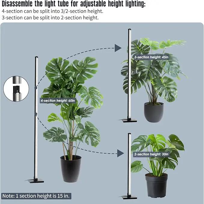 GLOWRIUM Standing Grow Light for Indoor Plants,60in Full Spectrum Vertical Plant Light,3 Light Modes,Auto-Timer,6-Level Dimmable,Suitable for Wide Area Coverage in Indoor Plants (4-Section) by GreenHaven Gardens