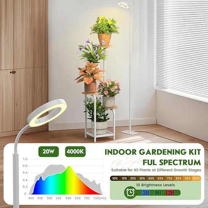TOSKING 48" Tall Plant Stand Indoor with Full Spectrum LED Grow Lights & Timer – 5-Tier Corner Plant Shelf for Home, Office, Balcony (Grow Light 5 Tier-White) by GreenHaven Gardens