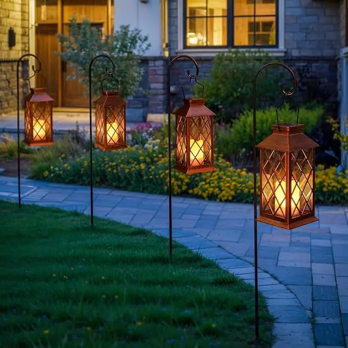 2Pack 11" Outdoor Solar Lanterns Waterproof Garden Gifts Women, Flickering Flameless Candle Mission Lights for Patio, Table ,Outdoor, Party, Yard,Lawn,Mothers' Day Gifts for Mom (Antique Copper) by GreenHaven Gardens