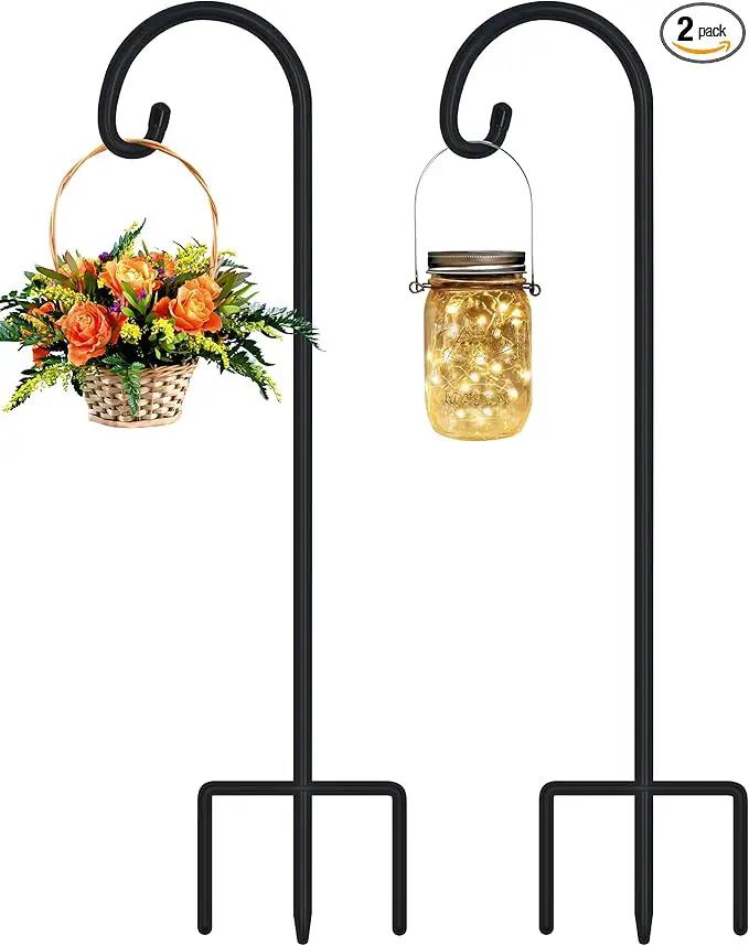 FEED GARDEN Adjustable 48 Inch Small Shepherd Hooks for Outdoor, Garden Hooks for Lanterns, Shepard Hooks for Hanging Plants, Bird Feeders, Solar Lights, Mason Jars, Weddings Decor,2 Pack by GreenHaven Gardens