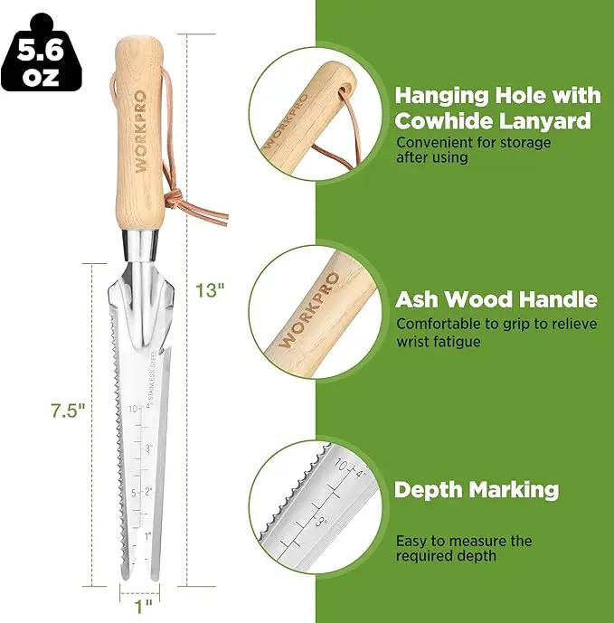 WORKPRO Hand Weeder Puller, 5-in-1 Stainless Steel Garden Trowel with Wooden Handle,Gardening Weeding Tool for Easy Weeder Removal, Planting, Weeding, Flower & Vegetable Care in Garden Lawn Yard by GreenHaven Gardens