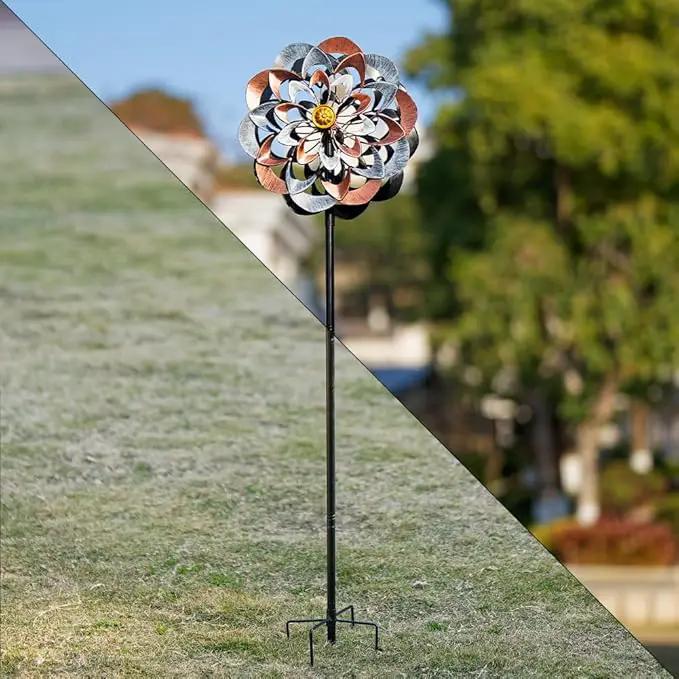 VEWOGARDEN 360° Outdoor Metal Wind Spinners Kinetic Wind Sculptures & Spinners for Yard Garden Lawn Patio Decorations, Gray & Bronze by GreenHaven Gardens