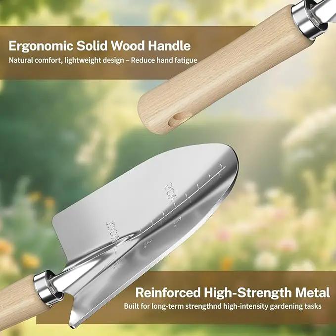 LASZOLA 9 Pcs Garden Tools Set with Tote Bag and Hand Trowel Rake Shovel, Heavy Duty Stainless Steel Gardening Kit for Outdoor Plant, Standable Portable Handbag Organizer, Ideal for Women Mom, Green by GreenHaven Gardens