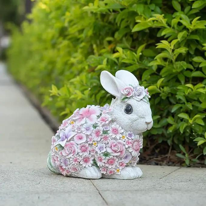 Rabbit Statue Outdoor Statues Bunny Figurines Garden Decor Resin Easter Decorations Bunnies Gifts Home House Kitchen Figurine Patio Lawn Yard Art Housewarming Funny Decoration (8inch) by GreenHaven Gardens