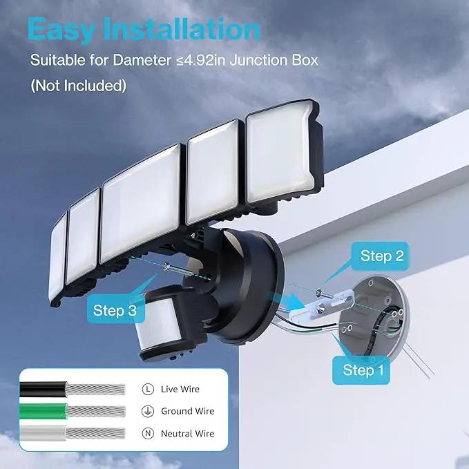 Olafus 100W Motion Sensor Outdoor Lights, 10000LM 6500K Daylight Flood Lights Outdoor Motion Sensor, Dusk to Dawn Outdoor Lighting, IP65 Waterproof Motion Detector Lights for Outside, Black by GreenHaven Gardens