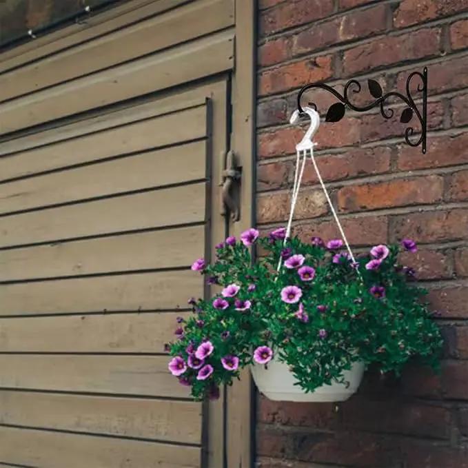 3 Leaves Style Metal Hanging Plant Brackets 12 inches x 7.5 inches, Pack of 2, Wall Mount Plant Hangers, Planter Hooks for Flower Baskets, Bird Feeders in Corridor/Patio/Porch/Garden by GreenHaven Gardens