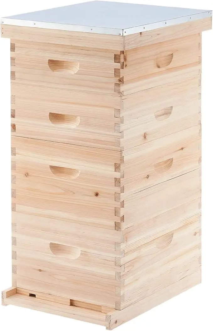 CREWORKS Bee Hive Boxes Starter Kit, Langstroth Beehive for Bee Keeping, 4 Layer Bee House with 20 Medium and 20 Deep Frames & Foundations, Beekeeping Supplies with Plastic Queen Excluder and Nails by GreenHaven Gardens