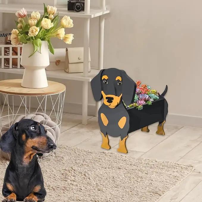 Black and Tan Dachshund Dog Planter Plant Pots,Cute Garden Dog Flower Planter,Large Dog Planters Birthday Gifts for Women,Office,Indoor/Outdoor Decor（9.84 * 9.13 * 17in） by GreenHaven Gardens