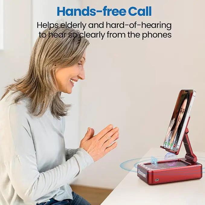 Jteman Portable Phone Stand with Speaker Bluetooth Wireless,Gifts for Men Women,Birthday for Women,Kitchen Gadgets for Men,Phone Holder for Desk - Red by GreenHaven Gardens