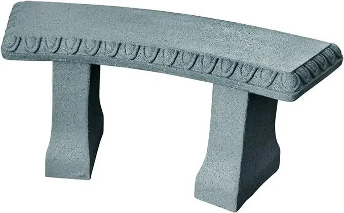 EMSCO Group Garden Bench – Natural Granite Appearance – Made of Resin – Lightweight – 12” Height by GreenHaven Gardens