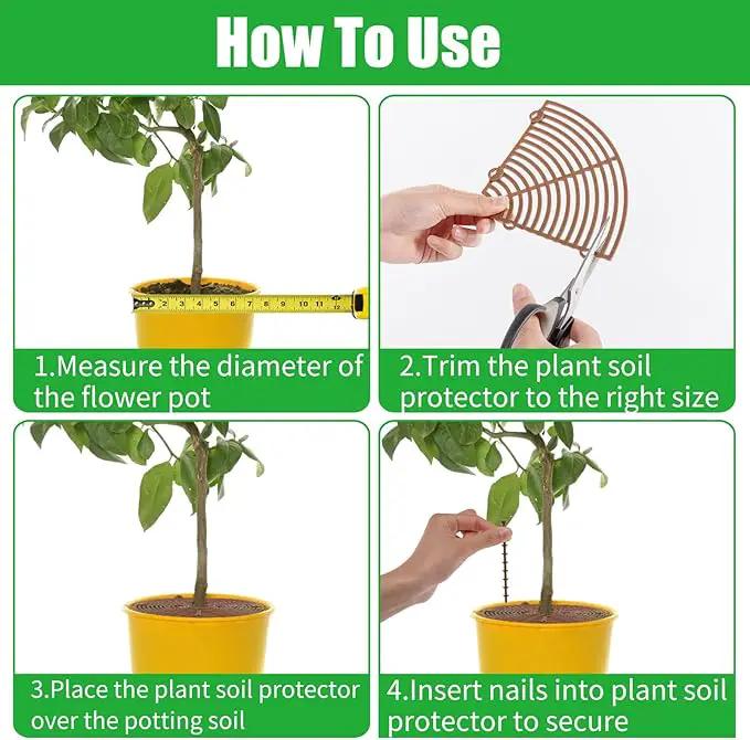 6 Pcs Plant Pot Grid Cover Protectors from Animals- Diameter 11.8" Cuttable Flower Pot Cover with 48 Stakes, Keep Cats Out of Potted Plants, Cat Digging Stopper Baby Safety Soil Cover for Indoor by GreenHaven Gardens