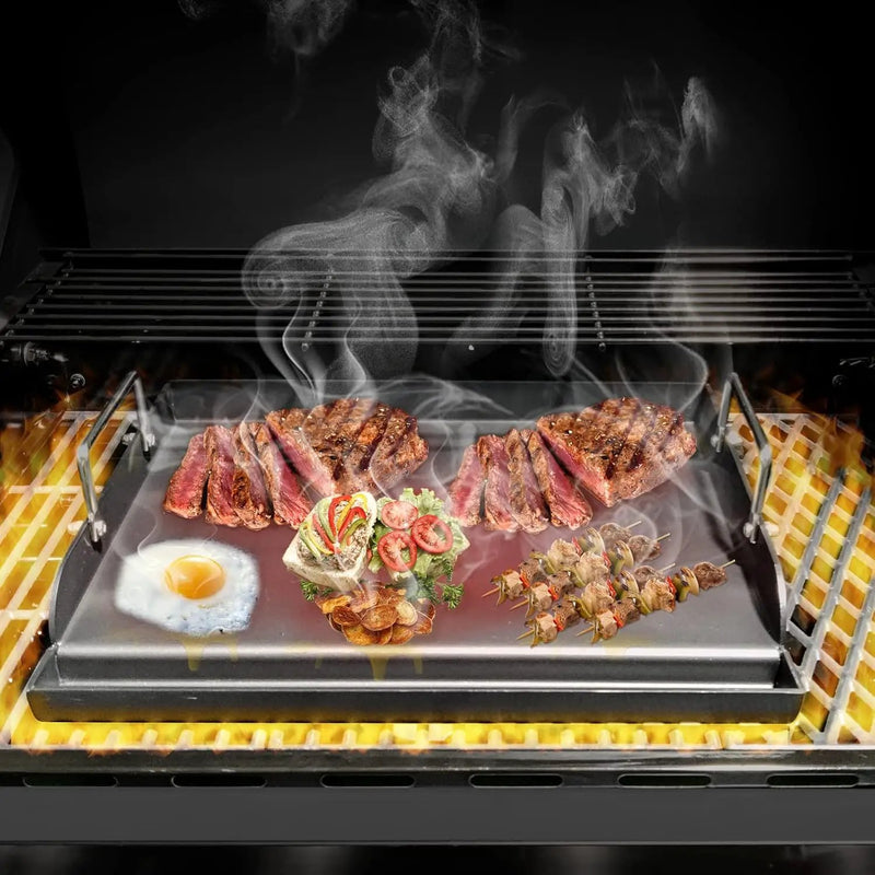 Griddle for Gas Grill, Flat Top Cast Iron Griddle Insert for Outdoor Gas Grill, 17" x13" Nonstick Coating Cooking Skillet Pan Teppanyaki for Weber Charbroil Camp Chef and Gas/Charcoal/Electric Grill by GreenHaven Gardens