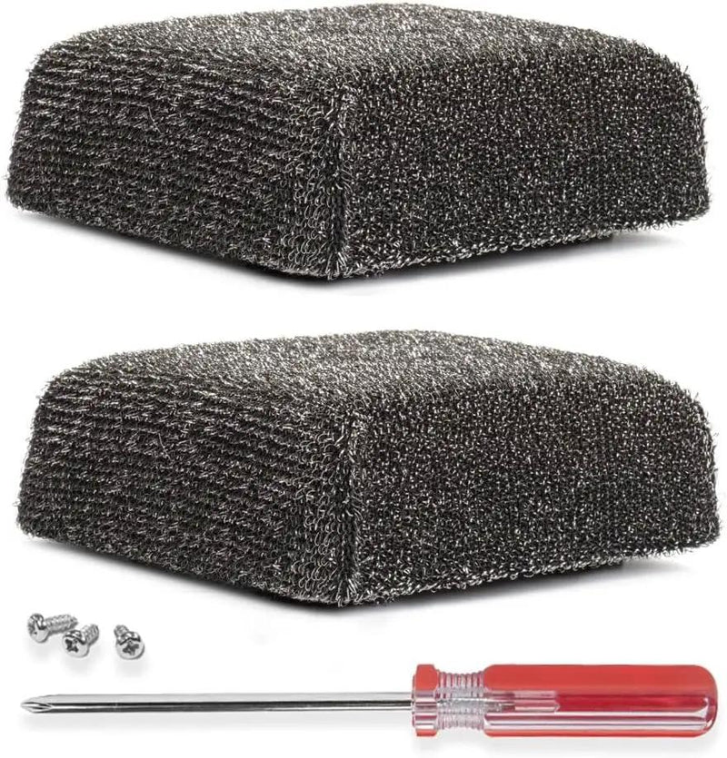 BBQ-AID 2-Pack Bristle Free Grill Brush Replacement Heads, Grill Cleaning Bristle Free Brush - for 2025 Model Brush and Scraper. Stainless Steel Poly Mesh Blend - No Scratch Cleaning for Any Grill by GreenHaven Gardens
