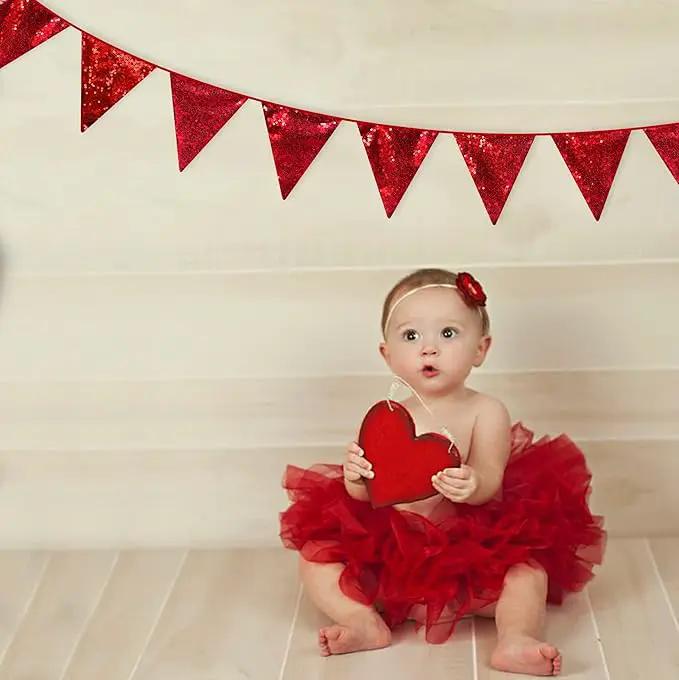 Red Party Decorations Double Sided Sequin Red Triangle Pennant Banner Flag Bunting Garland for Birthday Graduations Anniversary Wedding Engagement Bachelorette Valentines Bridal Shower Hen Party Decor by GreenHaven Gardens