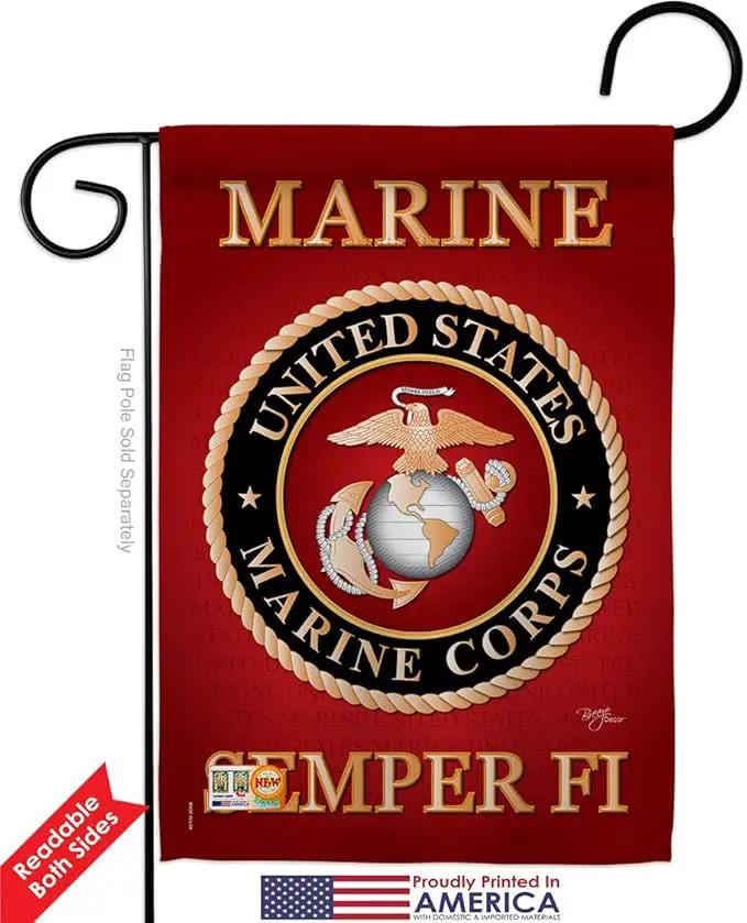 Breeze Decor GP108057-BOAF Marine Corps Americana Military Decorative Vertical Pack, Garden Flag 13"x 18.5", Thick Fabric by GreenHaven Gardens