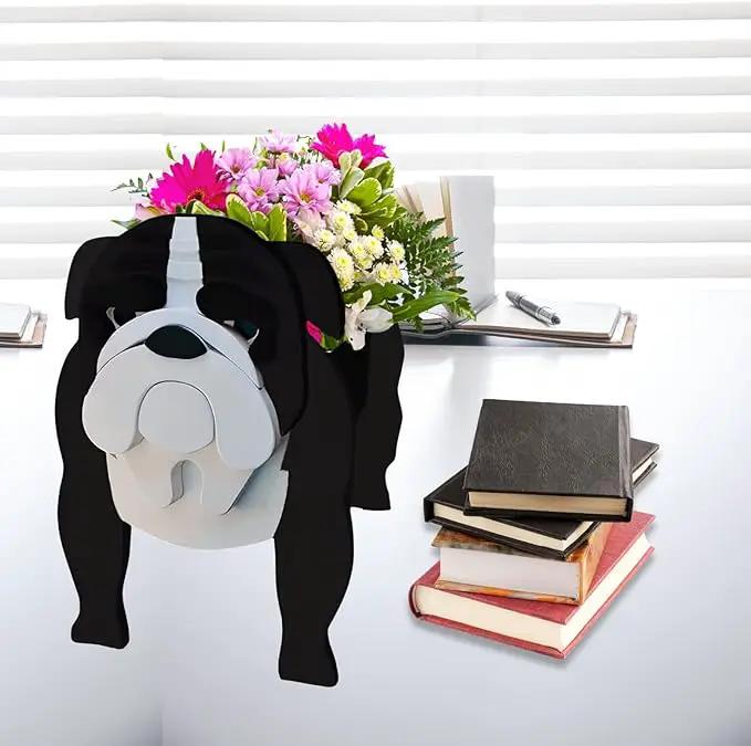 Black English Bulldog Dog Planter Plant Pots,Cute Garden Dog Flower Planter,Dog Planters Birthday Gifts for Women,Office,Indoor/Outdoor Decor（9.45 * 7.48 * 10.63in） by GreenHaven Gardens