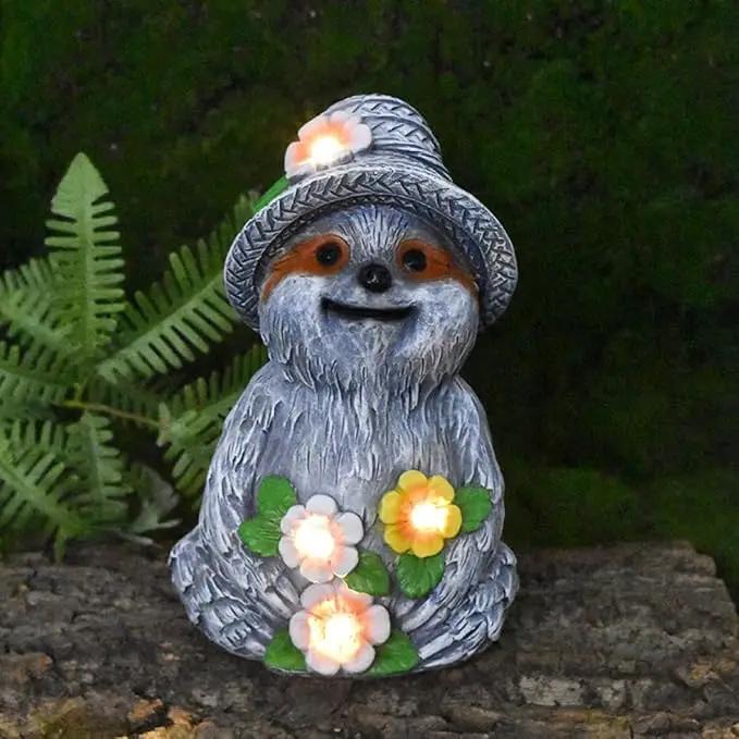 Solar Garden Outdoor Statues Adorable Sloth Figurine Lights with 4 LEDs, Ideal Garden Decor for Lawn, Patio, Balcony and Yard. Exquisite Lawn Ornament and Unique Gifts for Mom and Grandma by GreenHaven Gardens