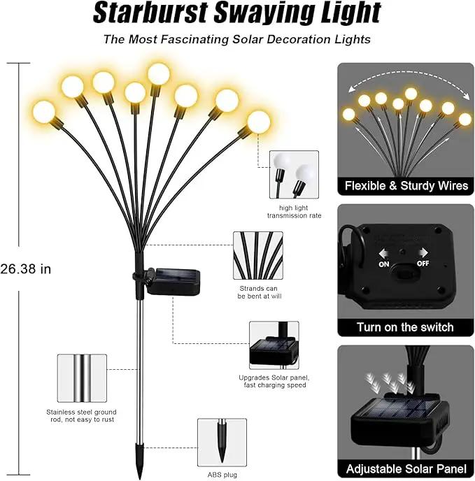 Solar Garden Lights Outdoor, 4 Pack 32LED Waterproof Solar Powered Lights for Yard Pathway Patio, Swaying Lawn Decor as Gardening Gifts for Women Holiday by GreenHaven Gardens