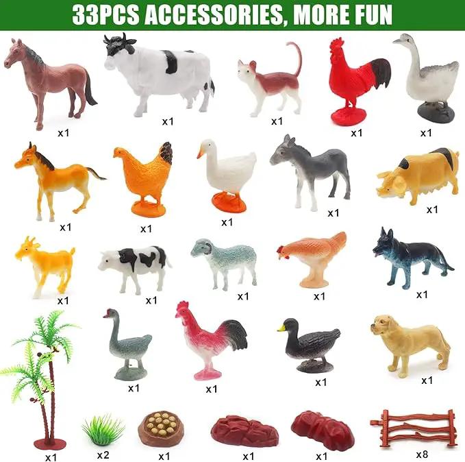fisca Remote Control Tactor Toy Set & 33PSC Farm Vehicle Playset - Animal Figurines ,2.4GHz 1/24 Scale RC Tractor,Livestock Trailer, Fence with Light for Kids Age 4, 5, 6, 7 and Up Years Old by GreenHaven Gardens