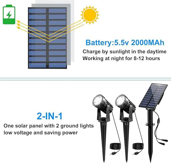 Solar Spot Lights Outdoor, 2-in-1 Solar Landscape Spotlights IP65 Waterproof 9.8ft Cable,Auto On/Off Outdoor Wall Lights for Garden Yard Driveway Porch Walkway Pool(6000K White) by GreenHaven Gardens