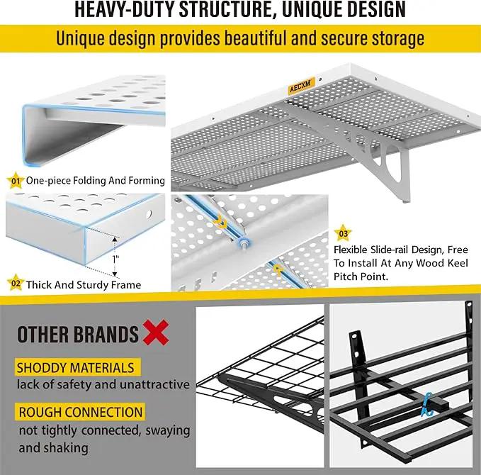 2-Pack 1.64x4ft Adjustable Garage Wall Shelving 560lbs Load Capacity Heavy Duty Wall Mounted Storage Shelf Metal Floating Shelves for Garage(White) by GreenHaven Gardens