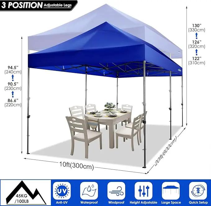 COBIZI 10x20 Canopy with Sidewalls, Heavy Duty Party Tent Pop up carpas para Fiestas, Tents for Parties, Wedding, Outdoor Ez up Foldable Portable Canopy Tent with Wheeled Bag, Navy Blue Upgrade by GreenHaven Gardens