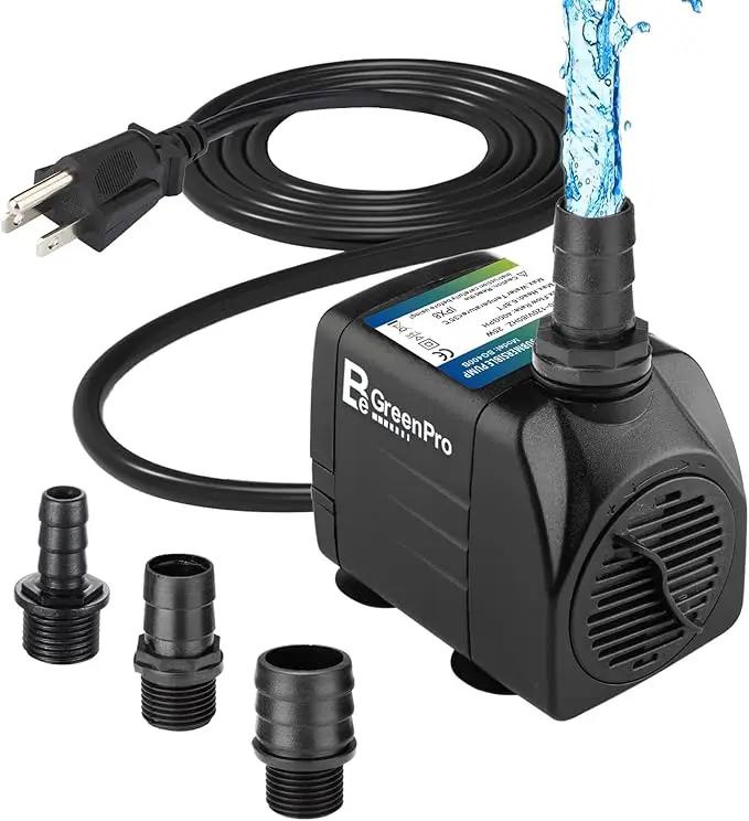 400GPH Submersible Water Pump, 25W Adjustable Ultra Quiet Fountain Pump with 4 Nozzles 6.8ft High Lift for Aquarium, Fish Tank, Pond, Waterfall, Outdoor, Hydroponics by GreenHaven Gardens