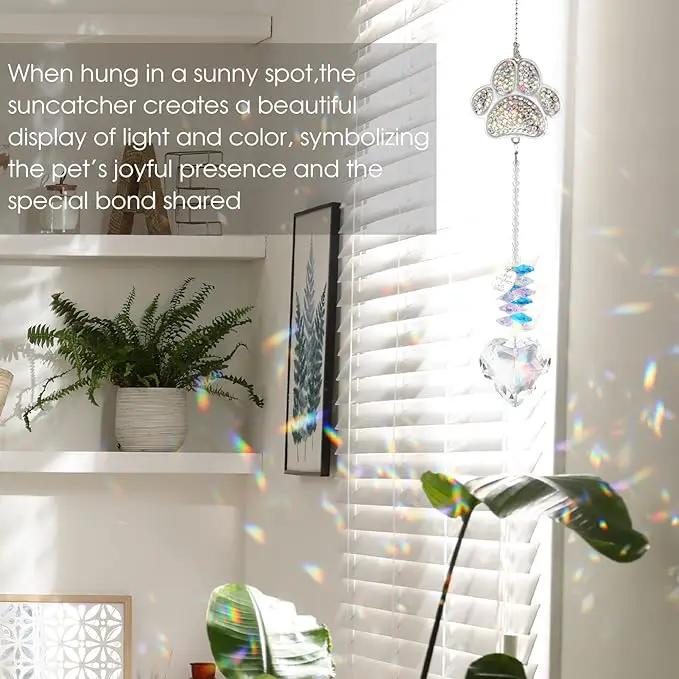 Pet Memorial Sun Catcher,Dog Passing Away Gifts,Pet Loss Sympathy Gift,Rainbow Bridge Paw Crystal Suncatcher,Thoughtful Cats and Dogs Remembrance,Bereavement Gifts by GreenHaven Gardens