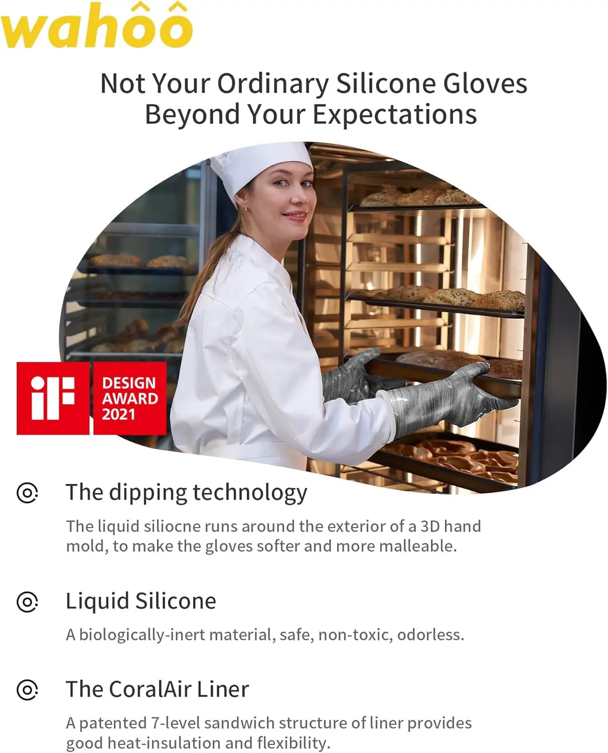 wahoo Liquid Silicone Smoker Oven Gloves, Food-Contact Grade, Heat Resistant Gloves for Cooking, Grilling, Baking, Grey, XL by GreenHaven Gardens