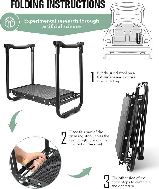 Garden Kneeler and Seat Heavy Duty, Upgraded Widened to 10" Stable Wear-Resistant Prevent Knee and Back Pain, Foldable Gardening Stool - Beautiful Logo high-end 2 Large Tool Bags Gift for Men by GreenHaven Gardens