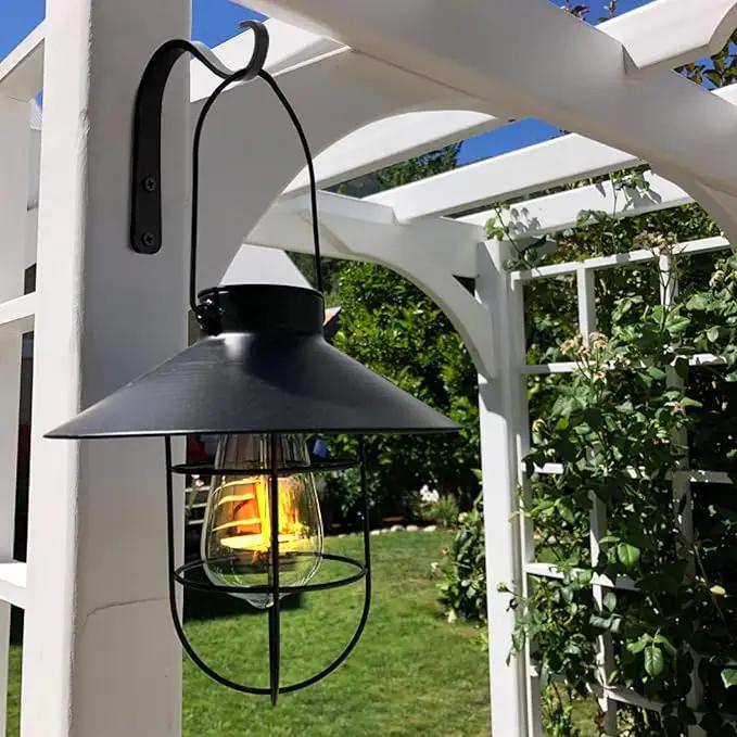 5 Inch Outdoor Decorative Iron Small Plant Lantern Hooks for Wall Hanging Solar Lanterns, Rust Resistant Heavy Duty, Black by GreenHaven Gardens