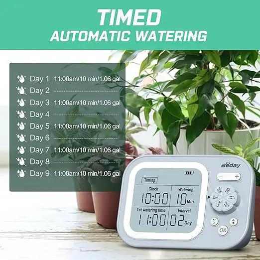 Automatic Plant Waterer Indoor Self Watering System for 15 Potted Plants, Auto Drip Irrigation Kit Programmable Water Timer with Smart Humidity Detection, Blue by GreenHaven Gardens
