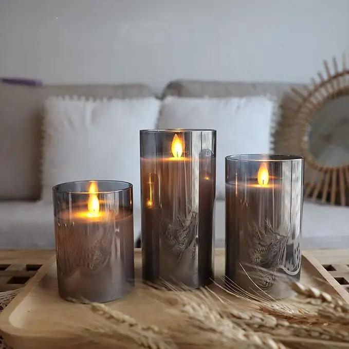 Glass Realistic Flickering Flameless Candles with Remote Timer, LED Pillar Candles Battery Operated with 3D Wick, Real Wax Fake Candles Home Decor for Wedding Festival Party by GreenHaven Gardens