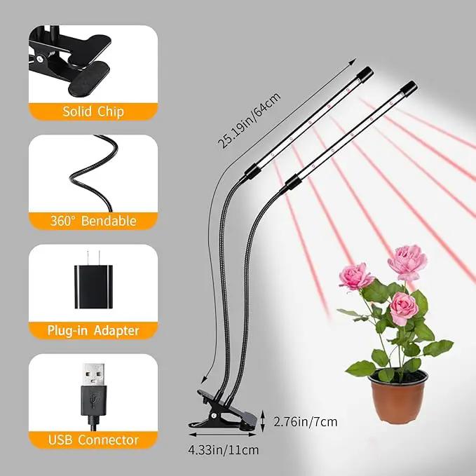 Grow Lights for Indoor Plants, 168 LEDs Clip Plant Lights, Full Spectrum LED Plant Growing Lamps with Flexible Gooseneck 4/8/12/18H Timer, 3 Spectral Modes, 10 Dimmable Levels, 2 Pack by GreenHaven Gardens