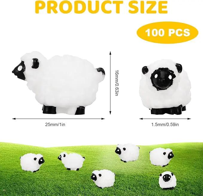 100Pcs Mini White Sheep Miniature Resin Sheep Figurines Cute Little Figurines Fairy Outdoor Moss Ornaments Landscape Figurines Garden DIY Ornament Accessories for Indoor Outdoor by GreenHaven Gardens