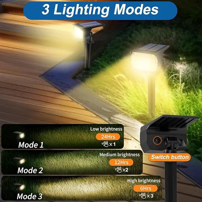 Solar Spot Lights Outdoor Waterproof IP65, 12 Pack Landscape Spotlights with 46 LEDs, 3 Modes Auto On/Off Solar Powered Flood Lights for Outside Pathway, Yard, Garden, Walkway (Warm White) by GreenHaven Gardens