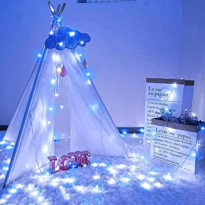 300 LED Christmas Lights Outdoor - 99ft Extra Long Christmas String Lights 8 Modes Plug in Waterproof Fairy Lights with Timer Memory for Indoor Outside Bedroom Home Party Decoration, Blue&White by GreenHaven Gardens