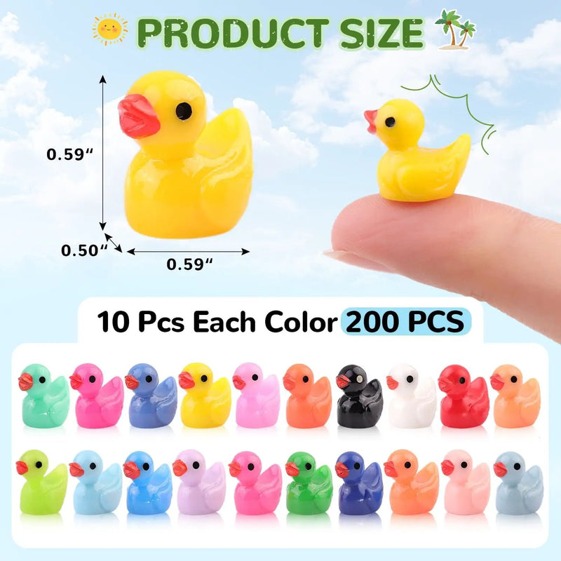 200PCS Mini Resin Animals Cute Tiny Ducks,Miniature Duck Figures to Hide,Little Animal Toys Small Figurines Bulk for Topper Desk Garden Dollhouse Landscape Aquarium Ornaments DIY Crafts & Decor by GreenHaven Gardens